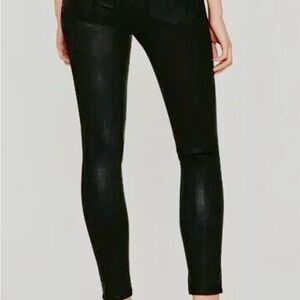 Ag Adriano Goldschmied Black Faux leather Jeans I believe is the Farrah Ancle